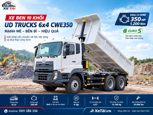 Xe Ben 10 Khối UD Trucks 6x4 CWE350 350HP | Thông Số & Giá
